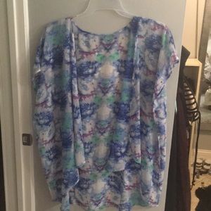 Blue flower kimono cover up